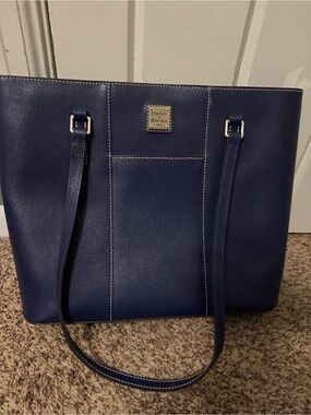Dooney & Bourke Blue Leather Tote with Dual Straps